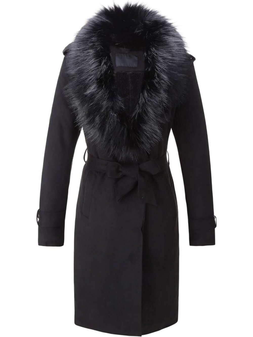 Faux Suede Leather Fleece Lined Trench Coat for Women - Stylish & Warm Outerwear